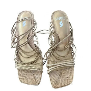 Sarto By Franco Sarto Open Toe Regina Ankle Tie Oat Sandal Size 7M